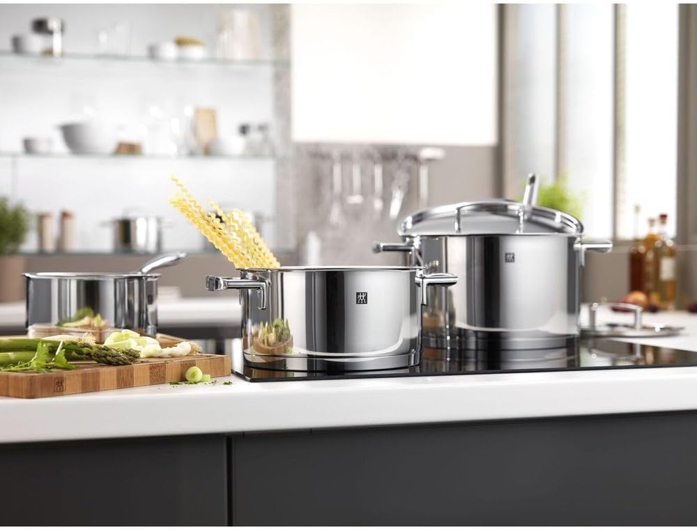 ZWILLING Batería de Cocina de 5 Piezas, 4 Tapas, Apto para Inducción, Acero Inoxidable, Passion
