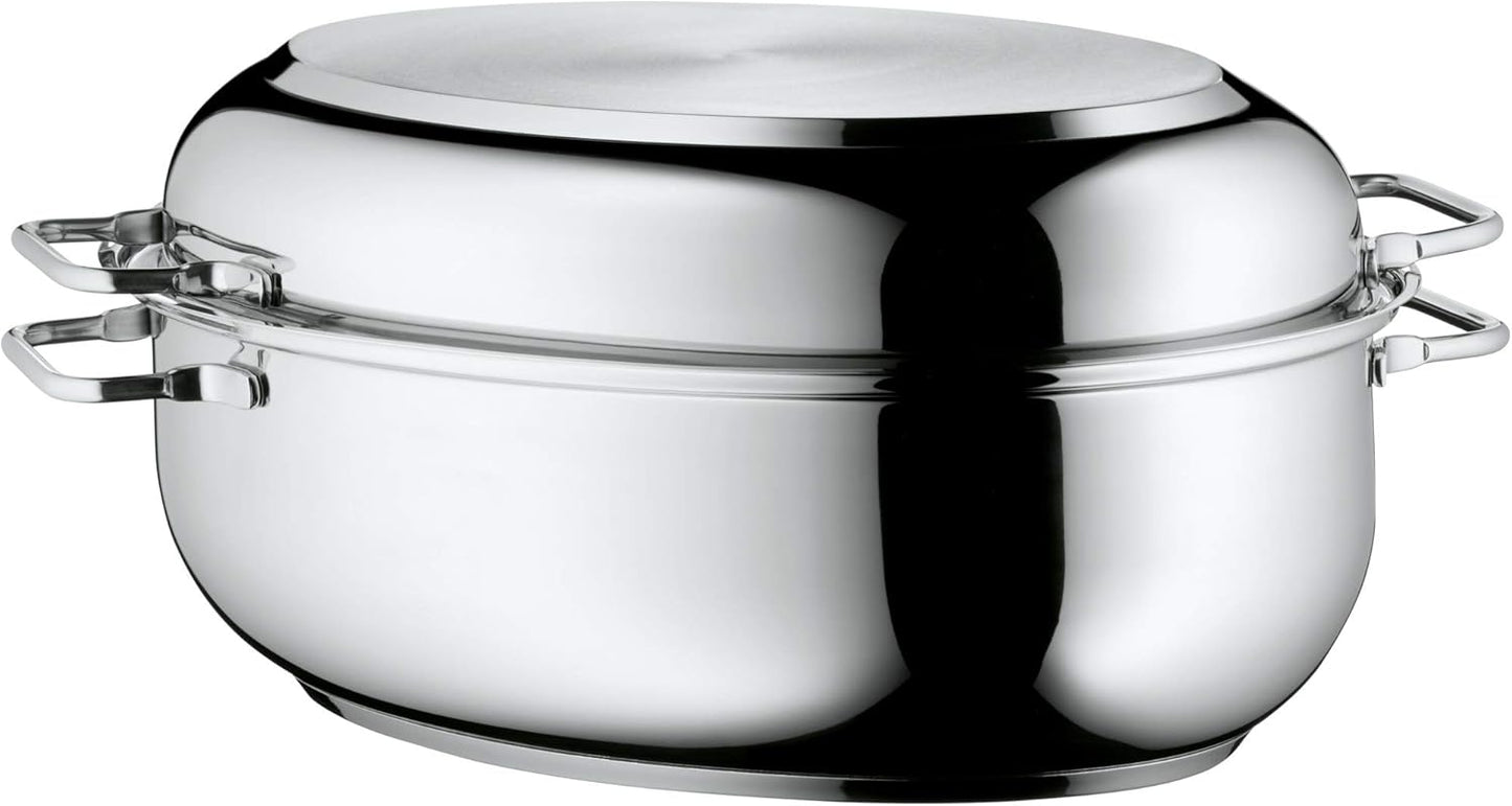 WMF asadera con tapa, apta para horno, asadera de inducción de 8,5 litros, acero inoxidable Cromargan, tapa de inducción, 41 x 28,5 x 18 cm