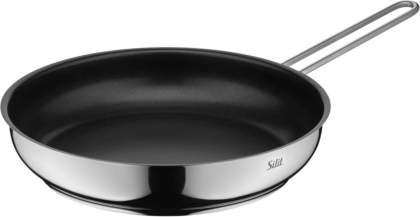 Silit Alicante - Juego de ollas de inducción (10 piezas, con tapa de cristal, acero inoxidable pulido, sin revestimiento)
