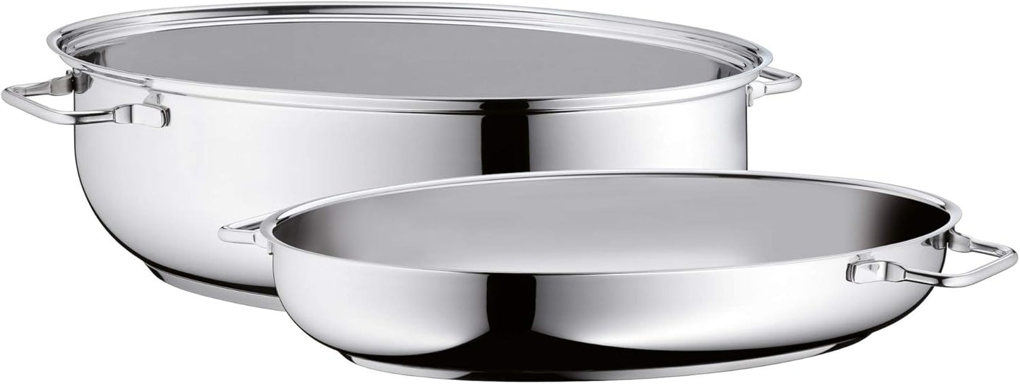 WMF asadera con tapa, apta para horno, asadera de inducción de 8,5 litros, acero inoxidable Cromargan, tapa de inducción, 41 x 28,5 x 18 cm