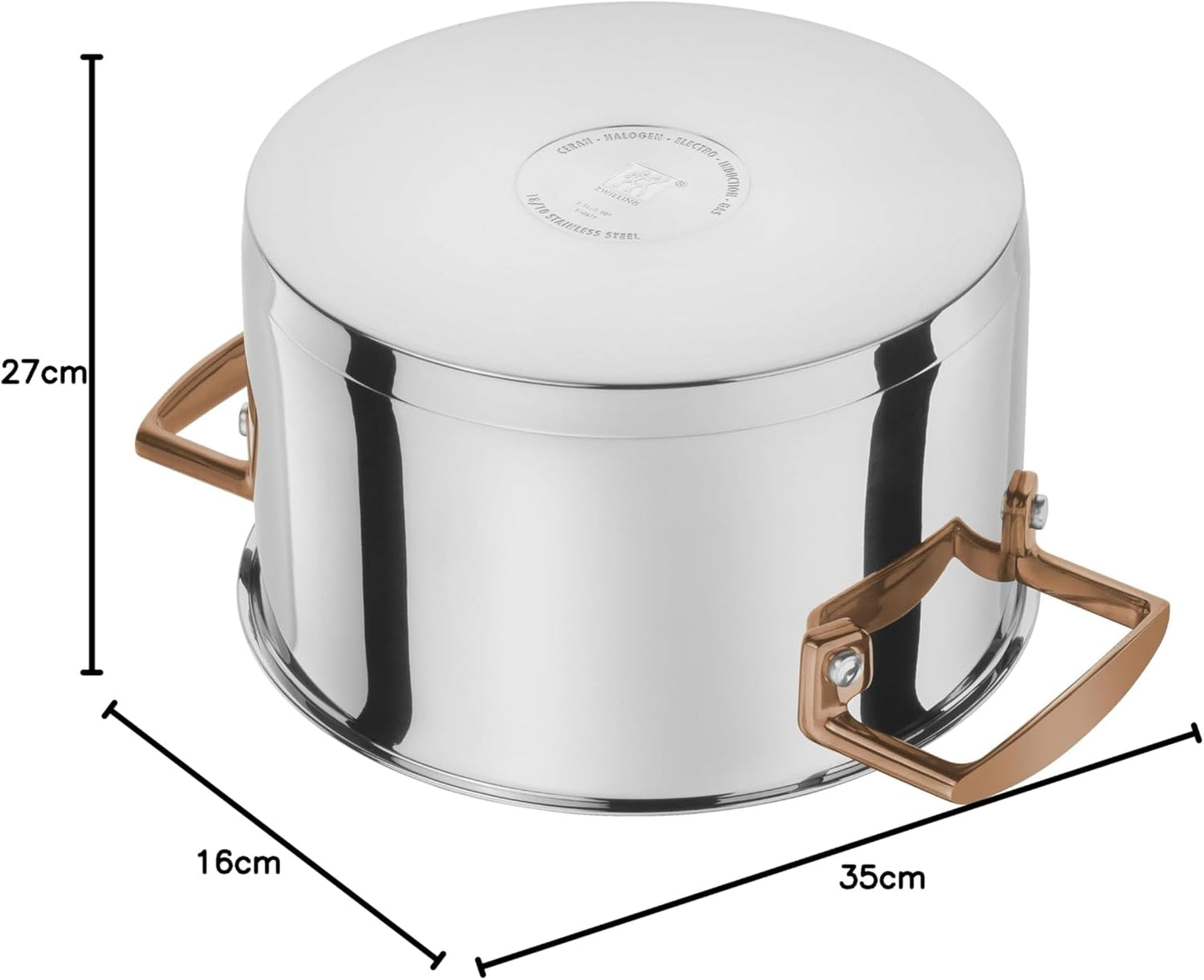 ZWILLING Batería de Cocina de 5 Piezas, 4 Tapas, Apto para Inducción, Acero Inoxidable, Passion, Color Gris Brillante, Ø 16cm, Ø 20 cm, Ø 24 cm, Ø 28 cm