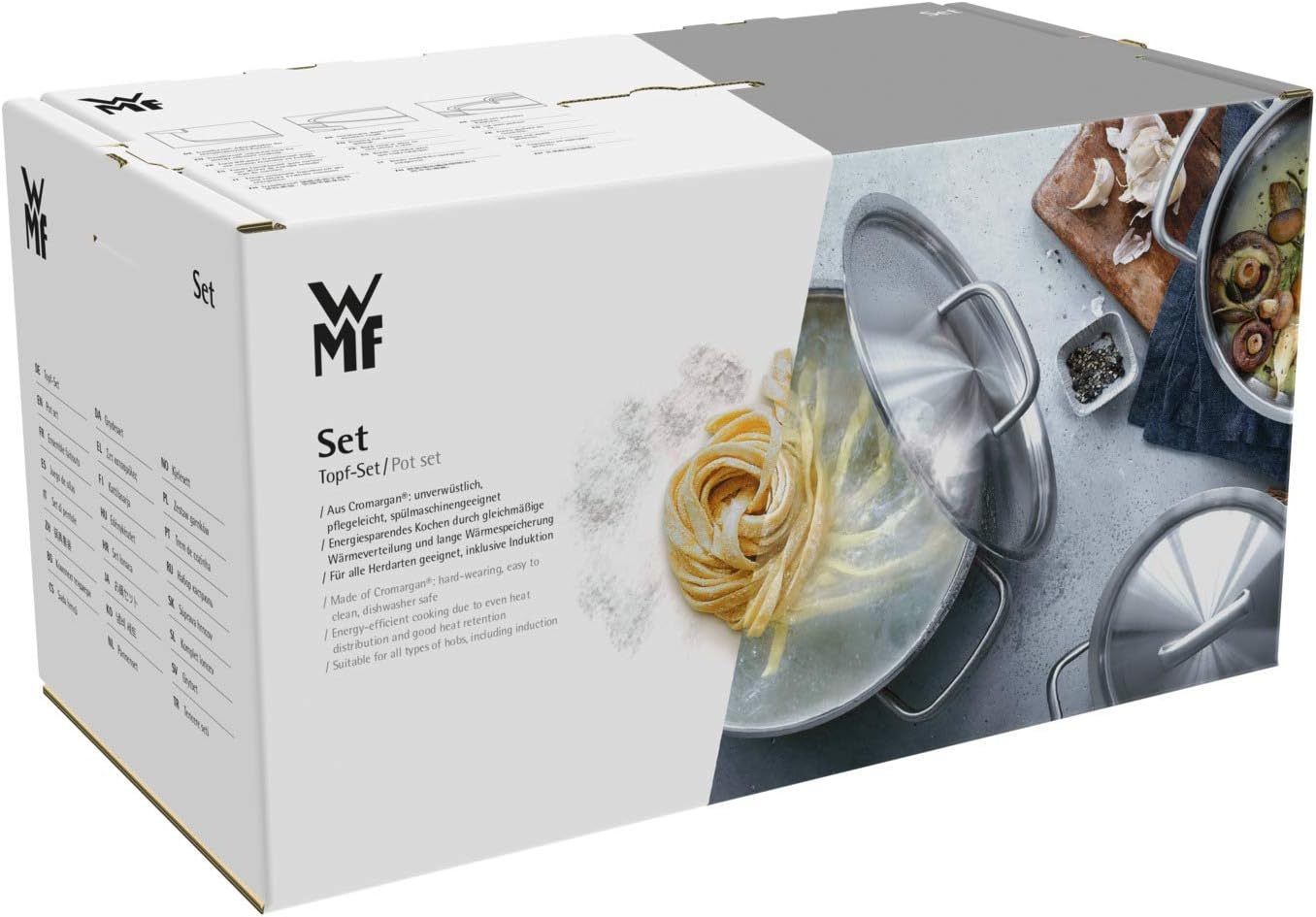 WMF Astoria Batería de Cocina (5 Piezas), Cristal, Acero Inoxidable Cromargan, Apta para Todo Tipo de cocinas Incluso inducción