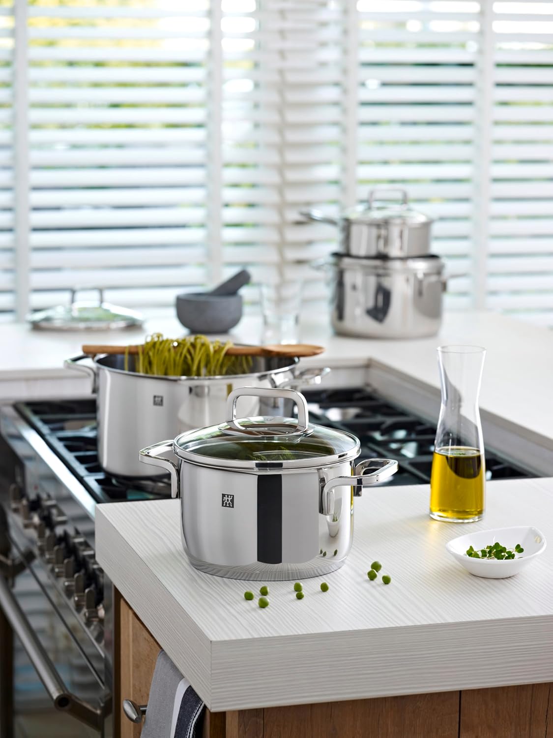 ZWILLING Juego de ollas de 5 Piezas, 4 Tapas, Apto para Inducción, Acero Inoxidable, Quadro