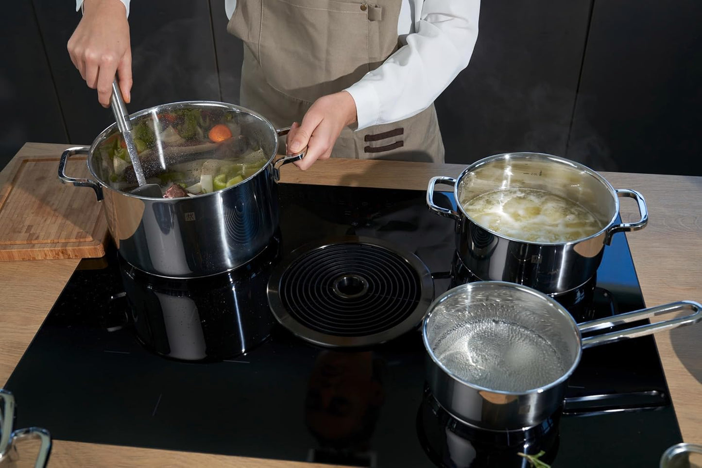 ZWILLING Juego de ollas de 5 Piezas, 4 Tapas, Apto para Inducción, Acero Inoxidable, Quadro
