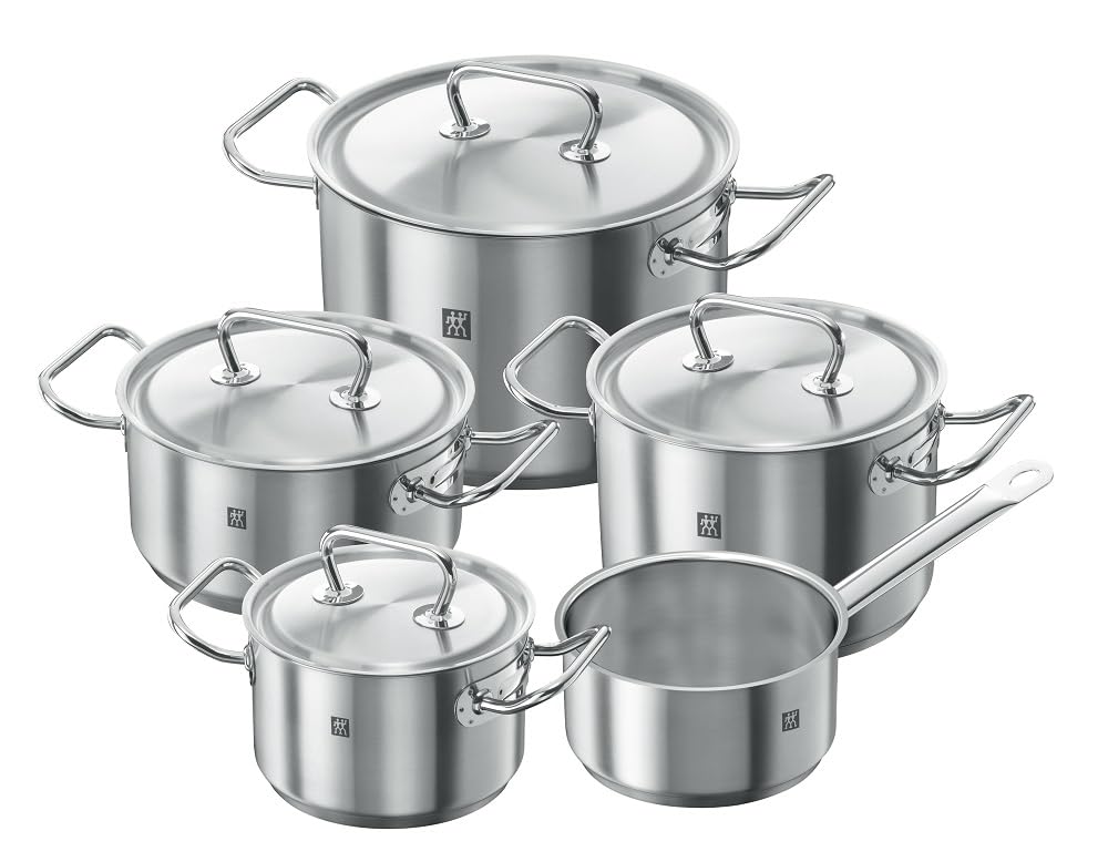 ZWILLING Juego de ollas , 4 piezas, 3 tapas, Apto para la inducción, Acero inoxidable, Twin Classic