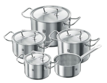 ZWILLING Juego de ollas , 4 piezas, 3 tapas, Apto para la inducción, Acero inoxidable, Twin Classic
