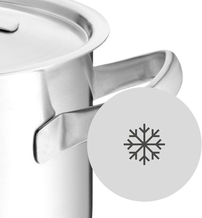 WMF Gourmet Plus - Batería de Cocina 5 Piezas, Acero Inoxidable Apto para Inducción, 1 Cacerola Baja de 20 cm, 3 Cacerolas Altas de 16 cm, 20 cm y 24 cm, 1 Cazo 16 cm con 4 Tapas de Acero Inoxidable