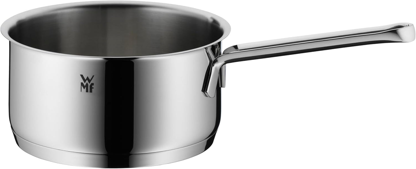 WMF Aparto - Juego de cacerolas para inducción (5 piezas, con tapa de cristal, acero inoxidable Cromargan pulido, sin recubrimiento, aptas para todo tipo de fuegos, sin escala, apto para lavavajillas)