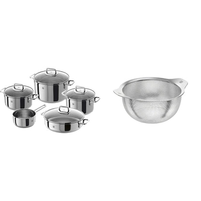 ZWILLING Batería de Cocina de 5 Piezas, 4 Tapas, Apto para Inducción, Acero Inoxidable, Passion, Color Gris Brillante, Ø 16cm, Ø 20 cm, Ø 24 cm, Ø 28 cm