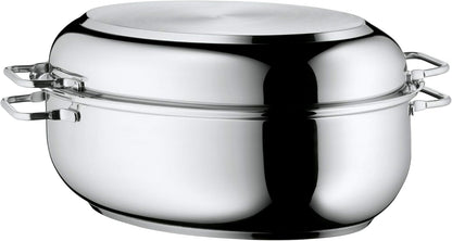WMF asadera con tapa, apta para horno, asadera de inducción de 8,5 litros, acero inoxidable Cromargan, tapa de inducción, 41 x 28,5 x 18 cm