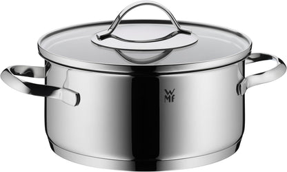 WMF Aparto - Juego de cacerolas para inducción (5 piezas, con tapa de cristal, acero inoxidable Cromargan pulido, sin recubrimiento, aptas para todo tipo de fuegos, sin escala, apto para lavavajillas)