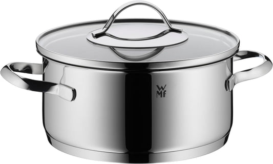 WMF Aparto - Juego de cacerolas para inducción (5 piezas, con tapa de cristal, acero inoxidable Cromargan pulido, sin recubrimiento, aptas para todo tipo de fuegos, sin escala, apto para lavavajillas)