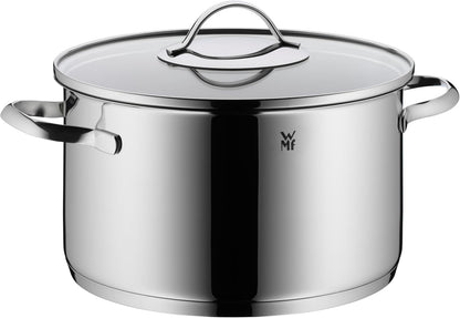 WMF Aparto - Juego de cacerolas para inducción (5 piezas, con tapa de cristal, acero inoxidable Cromargan pulido, sin recubrimiento, aptas para todo tipo de fuegos, sin escala, apto para lavavajillas)