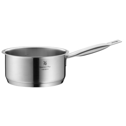 WMF Gourmet Plus - Batería de Cocina 5 Piezas, Acero Inoxidable Apto para Inducción, 1 Cacerola Baja de 20 cm, 3 Cacerolas Altas de 16 cm, 20 cm y 24 cm, 1 Cazo 16 cm con 4 Tapas de Acero Inoxidable