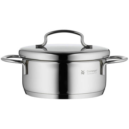 WMF Mini - Batería de Cocina 5 Piezas, Acero Inoxidable Apto para Inducción, 2 Cacerola Baja de 12 cm y 14 cm, 2 Cacerolas Altas de 14 cm y 16 cm , 1 Cazo 14 cm con 4 Tapas de Acero, Apilables