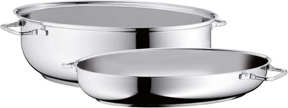 WMF asadera con tapa, apta para horno, asadera de inducción de 8,5 litros, acero inoxidable Cromargan, tapa de inducción, 41 x 28,5 x 18 cm