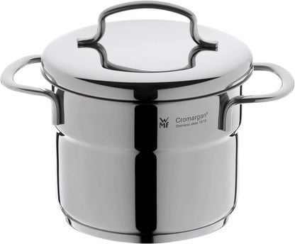 WMF Mini - Batería de Cocina 5 Piezas, Acero Inoxidable Apto para Inducción, 2 Cacerola Baja de 12 cm y 14 cm, 2 Cacerolas Altas de 14 cm y 16 cm , 1 Cazo 14 cm con 4 Tapas de Acero, Apilables