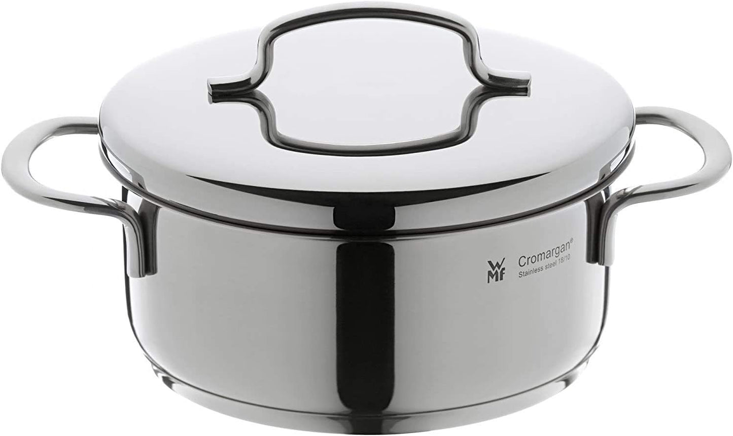 WMF Mini - Batería de Cocina 5 Piezas, Acero Inoxidable Apto para Inducción, 2 Cacerola Baja de 12 cm y 14 cm, 2 Cacerolas Altas de 14 cm y 16 cm , 1 Cazo 14 cm con 4 Tapas de Acero, Apilables