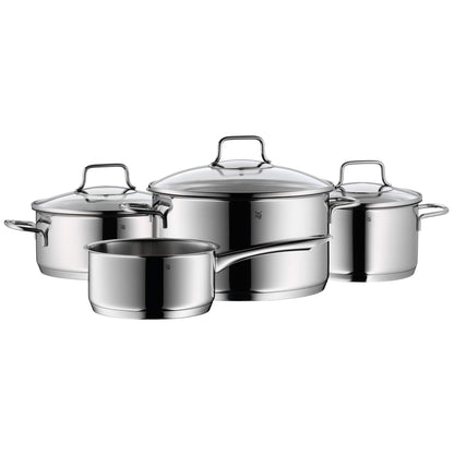 WMF Astoria Batería de Cocina (5 Piezas), Cristal, Acero Inoxidable Cromargan, Apta para Todo Tipo de cocinas Incluso inducción