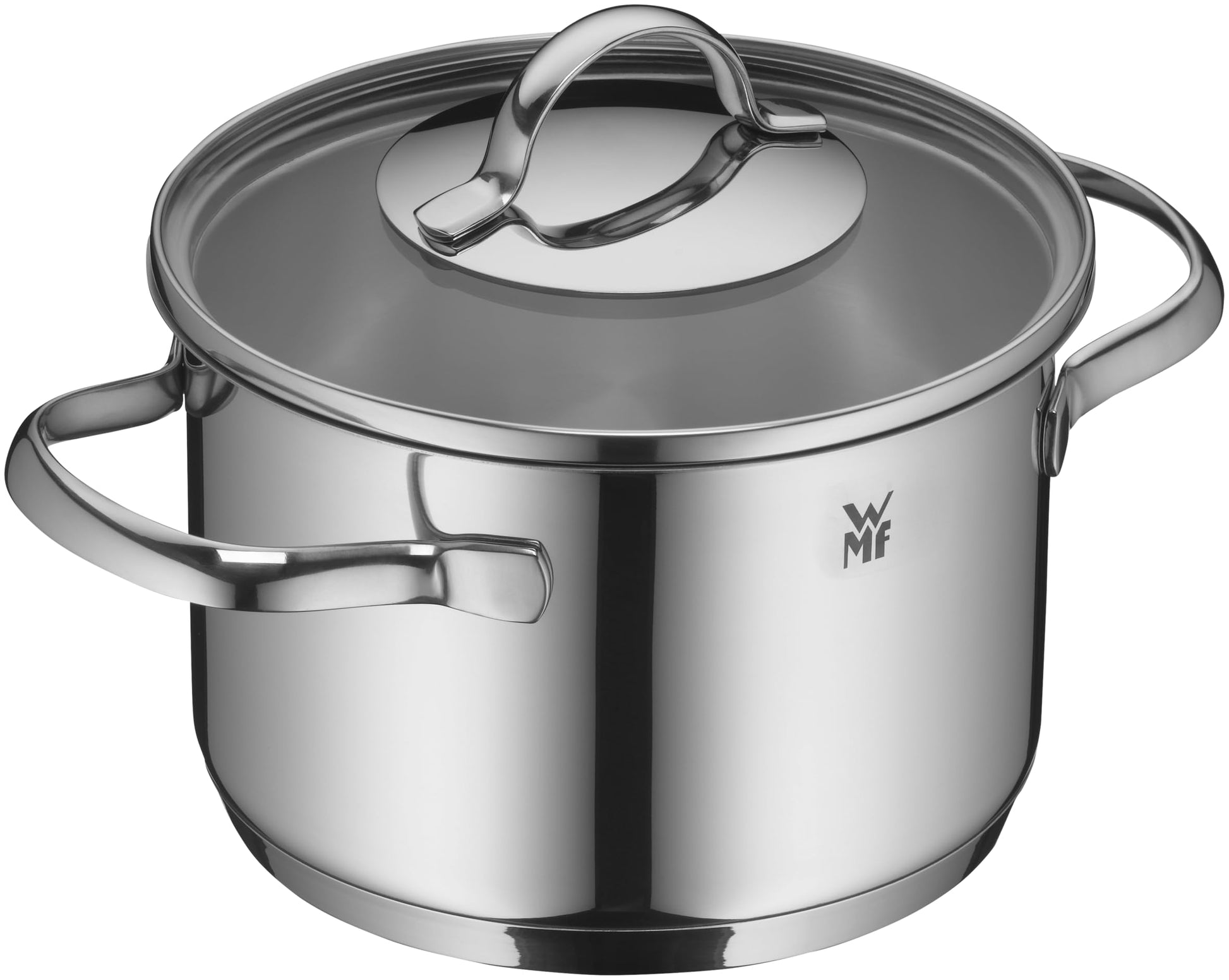 WMF Aparto - Juego de cacerolas para inducción (5 piezas, con tapa de cristal, acero inoxidable Cromargan pulido, sin recubrimiento, aptas para todo tipo de fuegos, sin escala, apto para lavavajillas)