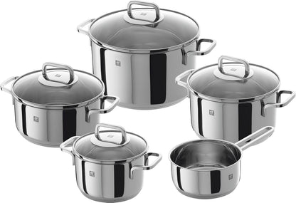 ZWILLING Juego de ollas de 5 Piezas, 4 Tapas, Apto para Inducción, Acero Inoxidable, Quadro