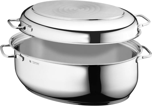 WMF asadera con tapa, apta para horno, asadera de inducción de 8,5 litros, acero inoxidable Cromargan, tapa de inducción, 41 x 28,5 x 18 cm