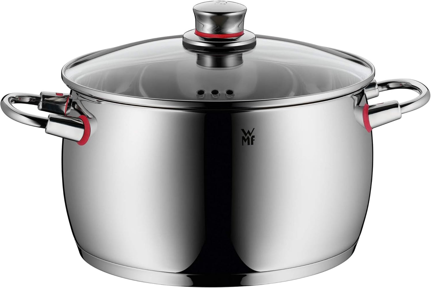 WMF Quaity One - Batería de Cocina 4 Piezas, Acero Inoxidable Apto para Inducción, 3 Cacerolas Altas de 16 cm, 20 cm y 24 cm, 1 Cazo 16 cm con 3 Tapas de Cristal