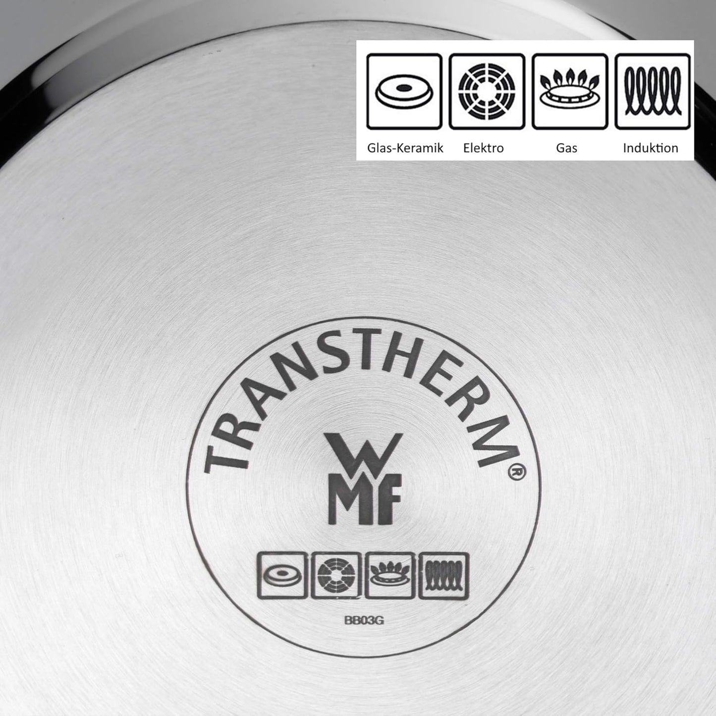 WMF Quaity One - Batería de Cocina 4 Piezas, Acero Inoxidable Apto para Inducción, 3 Cacerolas Altas de 16 cm, 20 cm y 24 cm, 1 Cazo 16 cm con 3 Tapas de Cristal
