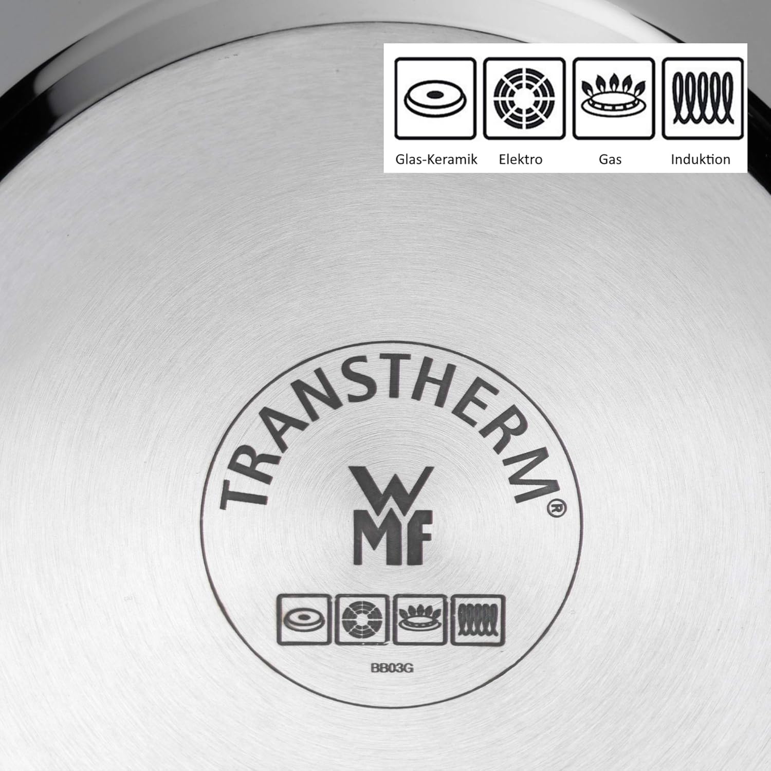 WMF Quaity One - Batería de Cocina 4 Piezas, Acero Inoxidable Apto para Inducción, 3 Cacerolas Altas de 16 cm, 20 cm y 24 cm, 1 Cazo 16 cm con 3 Tapas de Cristal