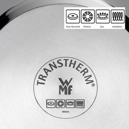 WMF Quaity One - Batería de Cocina 4 Piezas, Acero Inoxidable Apto para Inducción, 3 Cacerolas Altas de 16 cm, 20 cm y 24 cm, 1 Cazo 16 cm con 3 Tapas de Cristal