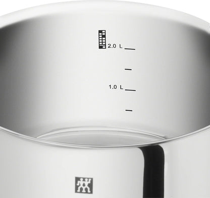 ZWILLING Batería de Cocina de 5 Piezas, 4 Tapas, Apto para Inducción, Acero Inoxidable, Passion, Color Gris Brillante, Ø 16cm, Ø 20 cm, Ø 24 cm, Ø 28 cm